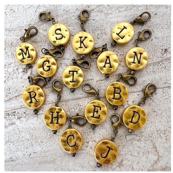 Boho “ H “ Vintage Gold Circle Letter H Charm - Picture 3 of 3